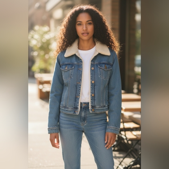 Celebrity Pink Jackets & Blazers - Denim Sherpa-Lined Jacket